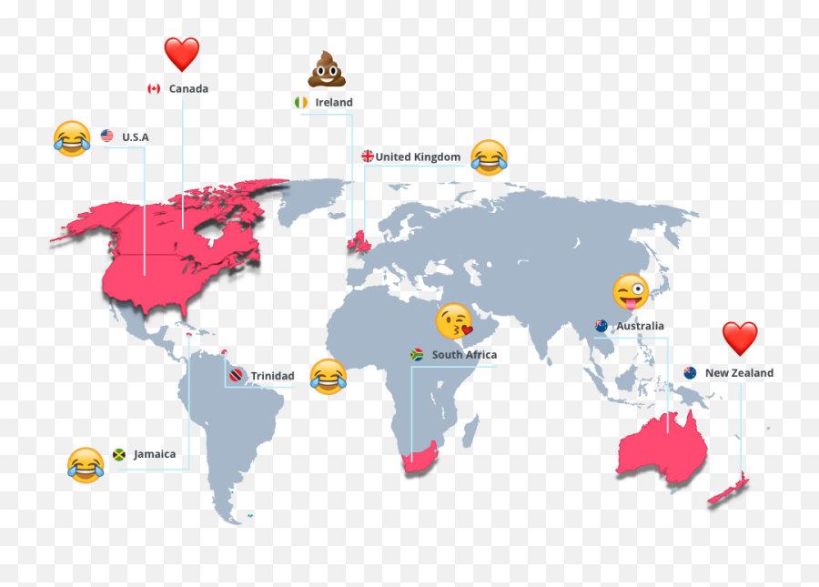 Download Most - Used Emoji In Each Country World Map Full 1914 World Blank Map Png,World Emoji Png