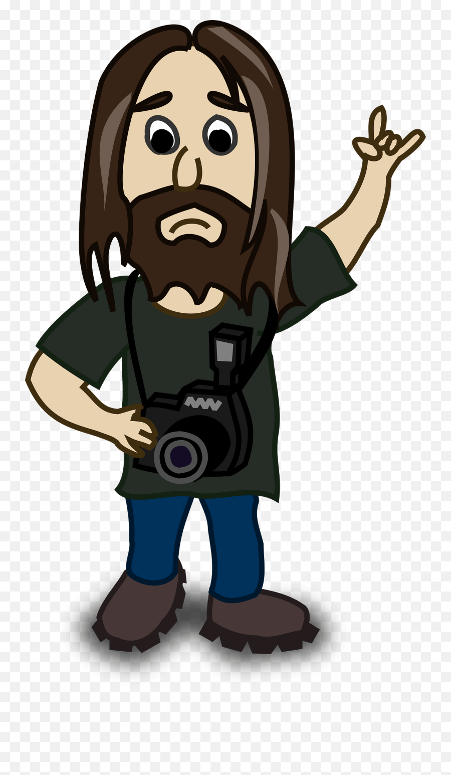 Photographer Clip Art - Vector Clip Art Online Long Hair Boy Cartoon Png,Beard Clipart Png