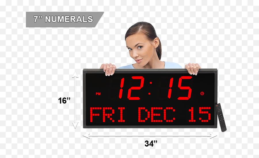 Giant 7 Numerals Led Digital Calendar Wall Clock With Remote Control - Led Digital Wall Clock Large Png,Digital Clock Png