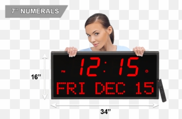 Giant 7 Numerals Led Digital Calendar Wall Clock With Remote Control - Led Digital Wall Clock Large png