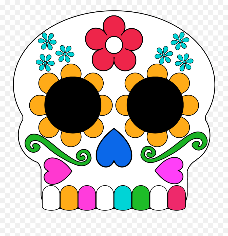 Download Hd Black And White Day Of The Dead Sugar Skull - Day Of The Dead Masks For Print Png,Skull Face Png