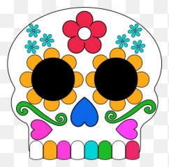 Download Hd Black And White Day Of The Dead Sugar Skull - Day Of The Dead Masks For Print Png,Skull Face Png