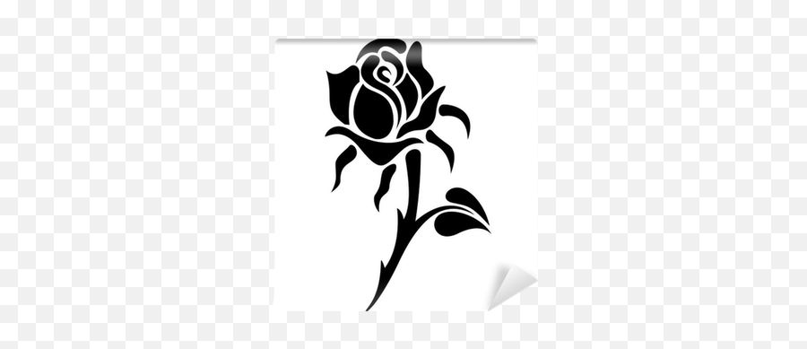 Black Rose Silhouette Wall Mural U2022 Pixers - We Live To Change Drawing Simple Black Rose Png,Black Roses Png