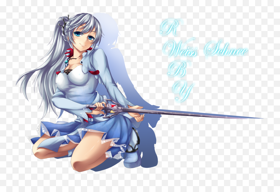 Blue Eyes Breasts Cleavage Dress Fi - San Long Hair Necklace Rwby Weiss Schnee Deviantart Png,Rwby Png