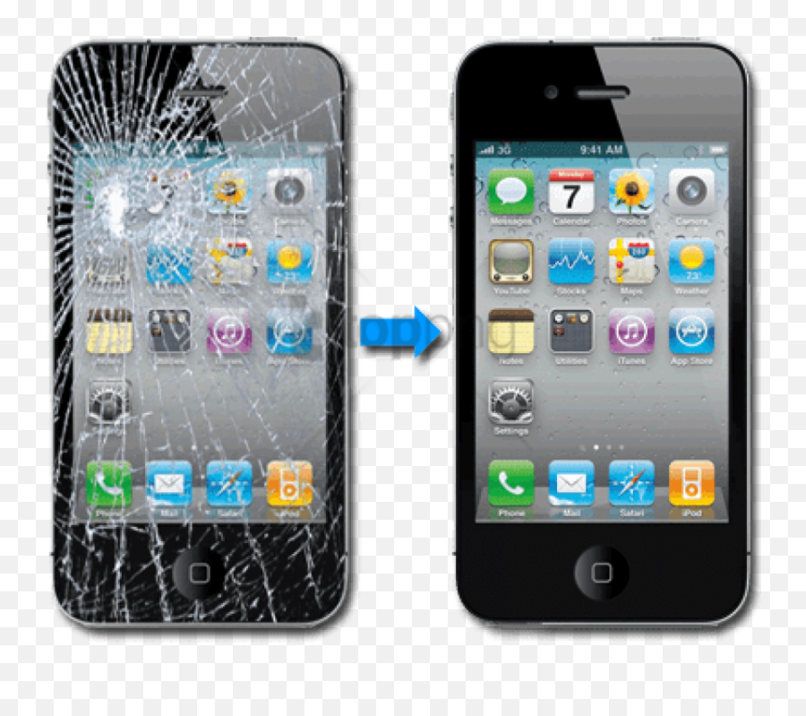 Iphone 6 Cracked Screen Png - Broken Phone Vs Fixed Phone,Cracked Screen Png