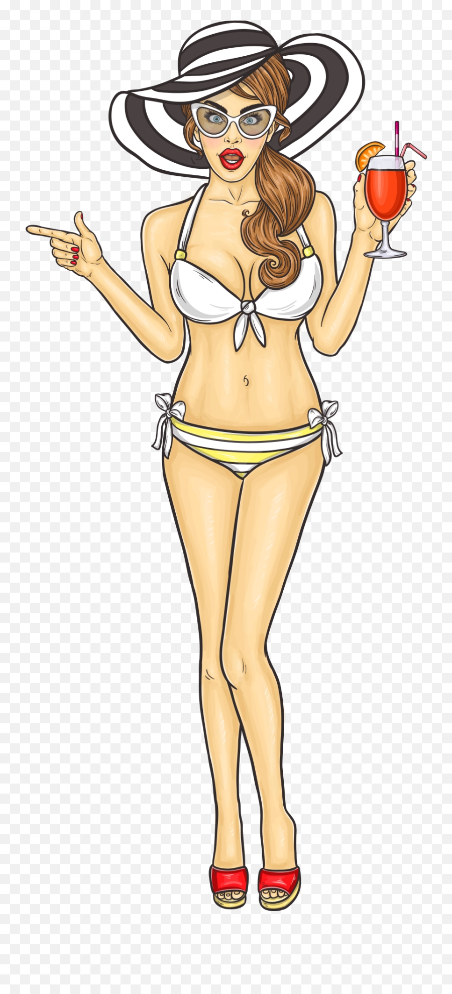 Girl Holding A Cocktail Png Image - Cartoon Sexy Girl In The Beach,Cocktail Png