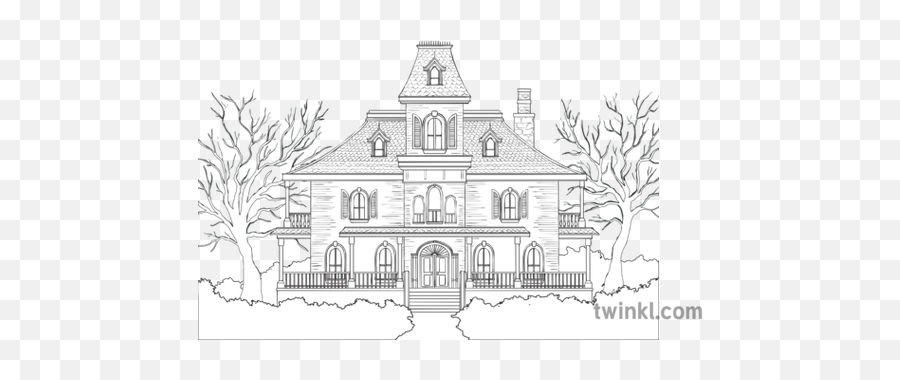 Haunted House Without Sky Spooky Building Scary Ghost - Sketch Png,Spooky Ghost Png