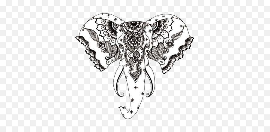 Rose And Skull Tattoo Transparent Png - Stickpng Henna Style Elephant Tattoo,Skull Tattoo Png
