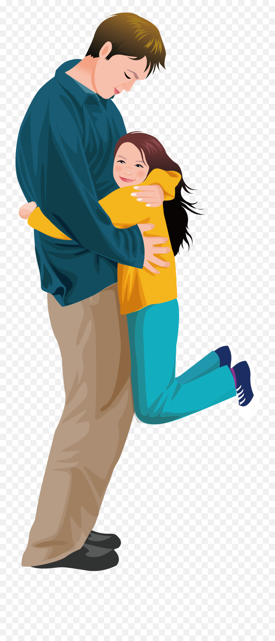 Father Daughter Hug Girl Illustration - Father And Daughter Images Cartoon Png,Father Png
