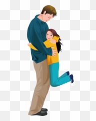 Father Daughter Hug Girl Illustration - And Images Cartoon png