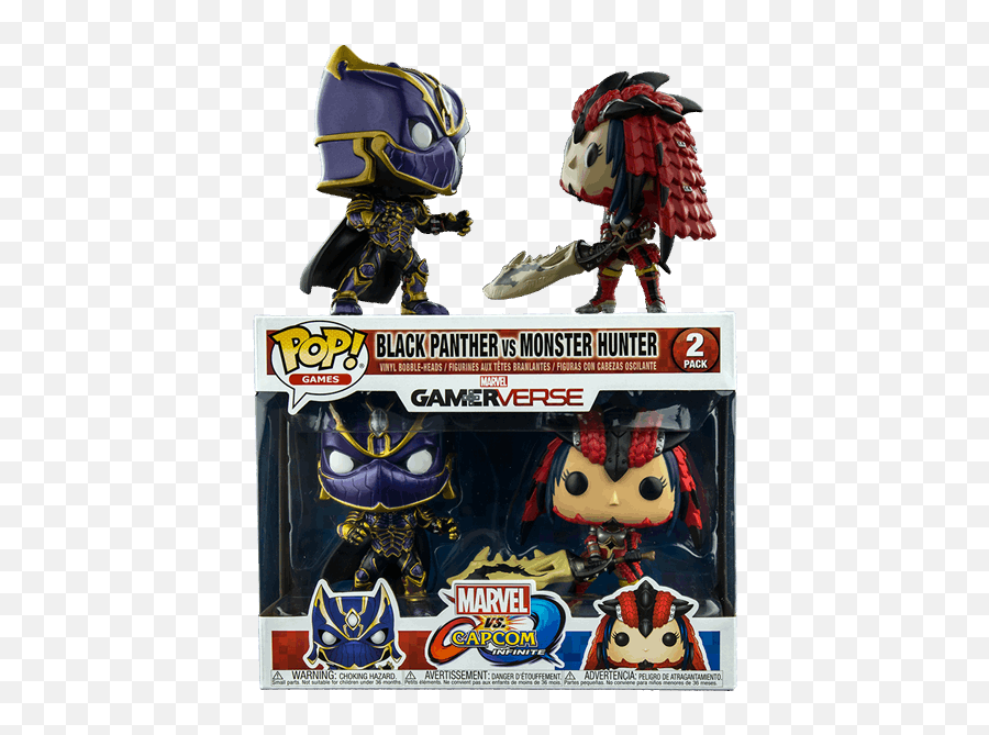 Marvel Vs Capcom - Black Panther Vs Monster Hunter Pop Vinyl Figure 2pack Black Panther X Monster Hunter Pop Png,Marvel Vs Capcom Png