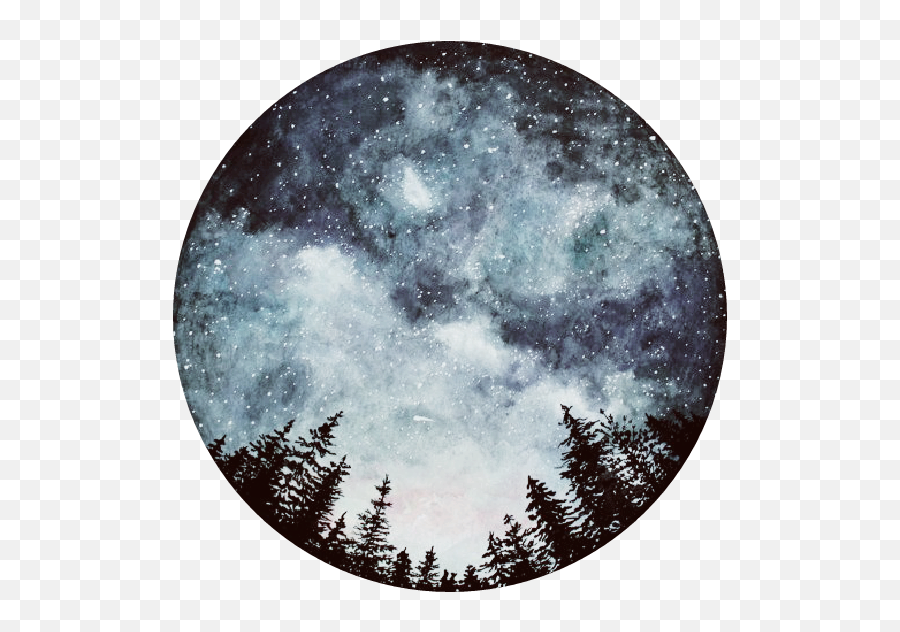 Download Milkyway Forest Silhouette Silhouettes Tree Trees - Watercolor Galaxy Circle Png,Forest Silhouette Png