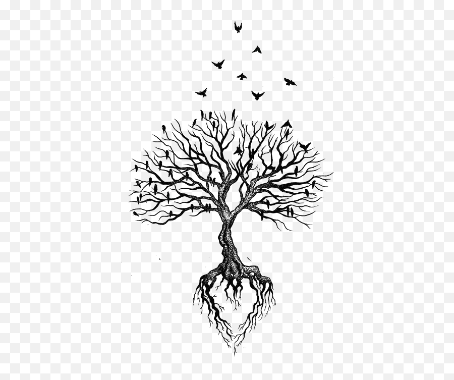 Download Heart Withered Tattoo Crow - Tree Tattoos Designs Png,Tree Root Png