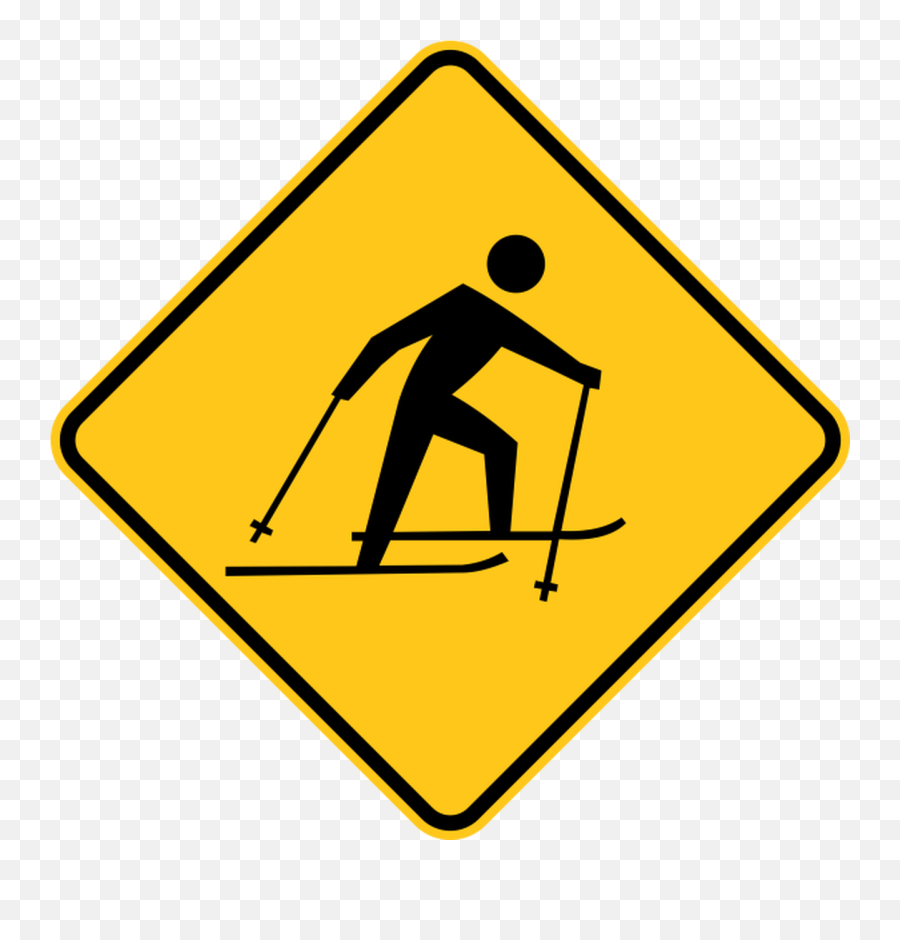 Skier Icon Warning Trail Sign - Skiing Png,Warning Triangle Icon
