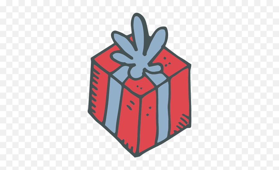 Red Gift Box Blue Bow Hand Drawn - Gift Box Cartoon Transparent Png,Icon 25
