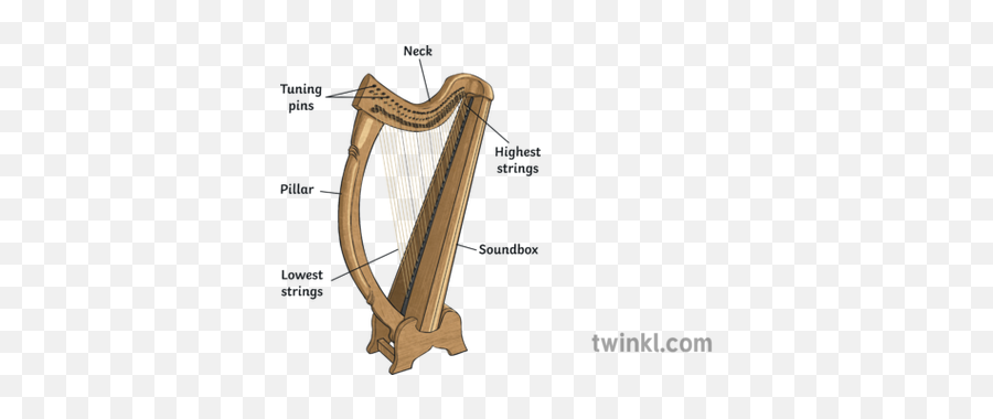 Celtic Harp Illustration - Twinkl Wood Png,Harp Png