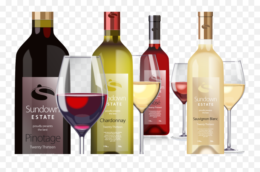 Download Wine Bottles And Glasses 2 - Glass Bottle Png,Wine Bottle Transparent Background
