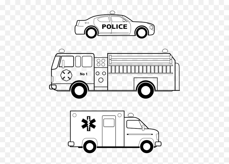 Line Artanglecompact Car Png Clipart - Royalty Free Svg Png Emergency Vehicles Coloring,Police Car Png