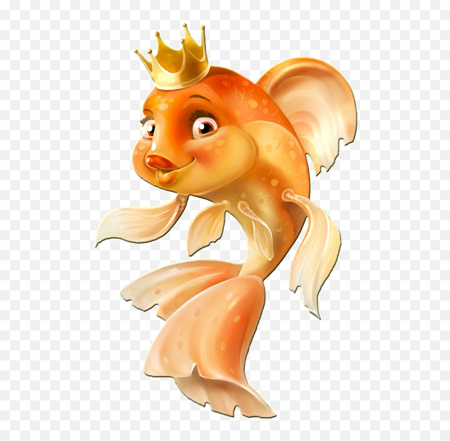 Download Hd The Cutest Golden Fish - Queen Fish Cartoon Png,Fish Emoji Png