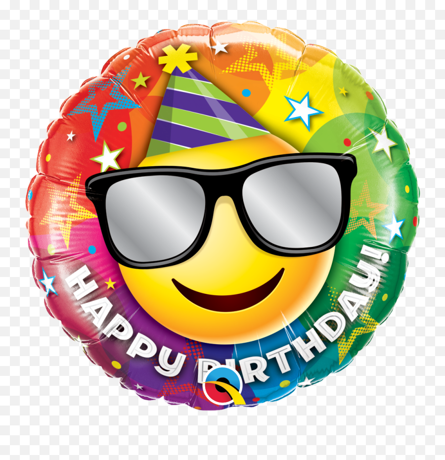Download 18 Happy Birthday Smiley Face Emoticon Foil - Happy Birthday Smiley Emoji Png,Smiley Face Transparent