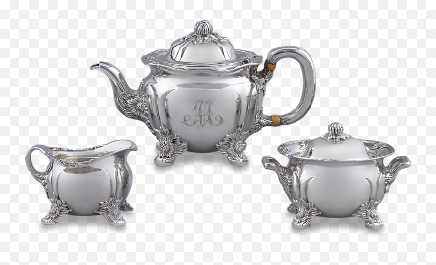 Chrysanthemum Sterling Silver Tea Set By Tiffany U0026 - Teapot Tea Set Png,Teapot Png