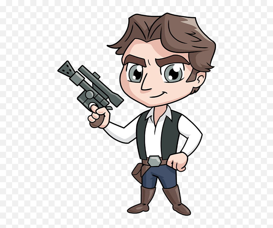 How To Draw Chibi Han Solo From Star Wars - Really Easy Han Solo Chibi Png,Princess Leia's Blaster Icon