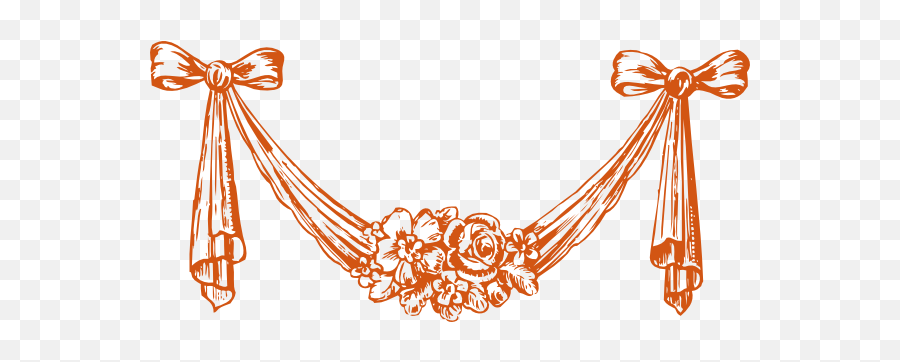 Burnt Orange Ribbon Scroll Clip Art - Vector Decorative Png Floral Clip Art,Orange Ribbon Png