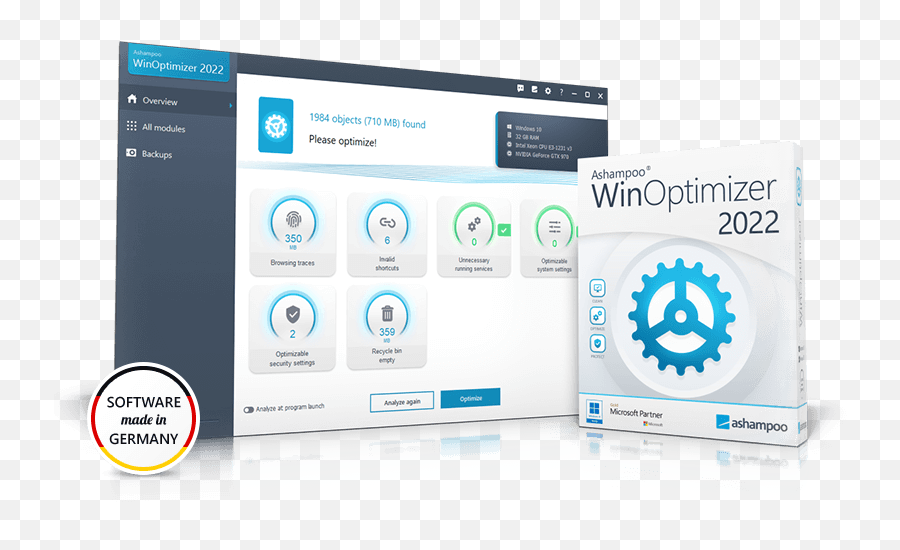 Ashampoo Winoptimizer 2022 - Overview Ashampoo Winoptimizer 2022 Png,Windows 8 Recycle Bin Icon