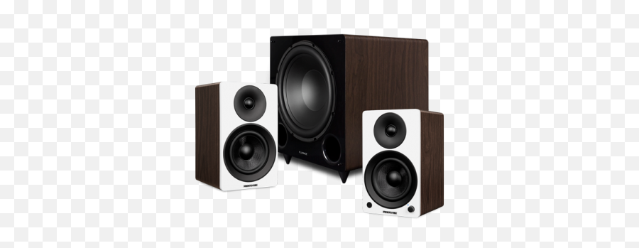 Ai61 Powered 65 Stereo Bookshelf Speakers And Db12 12 Low - Bookshelf Speaker Walnit Design Png,Icon Home Theater System