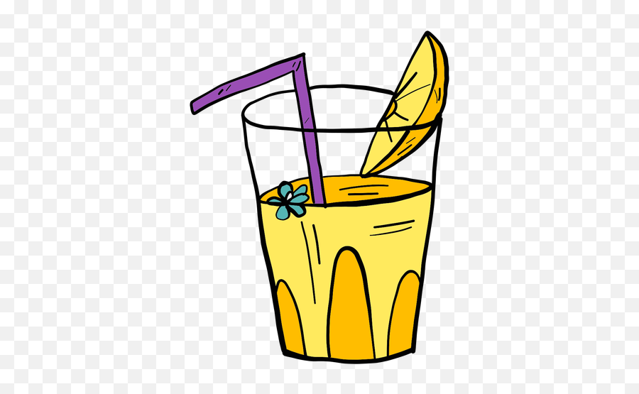 Glass Flower Drinking Straw Juice Orange Slice Color Colour - Drink Sketch Png,Orange Slice Png