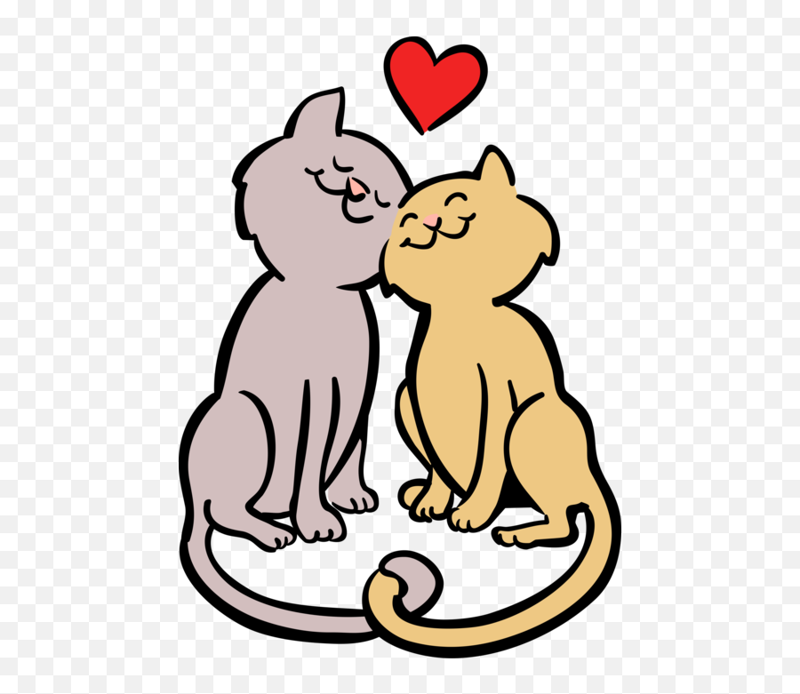 Cat Vector Png - Vector Illustration Of Romantic Kitten Cats Cats In Love Cartoon,Cat Vector Png