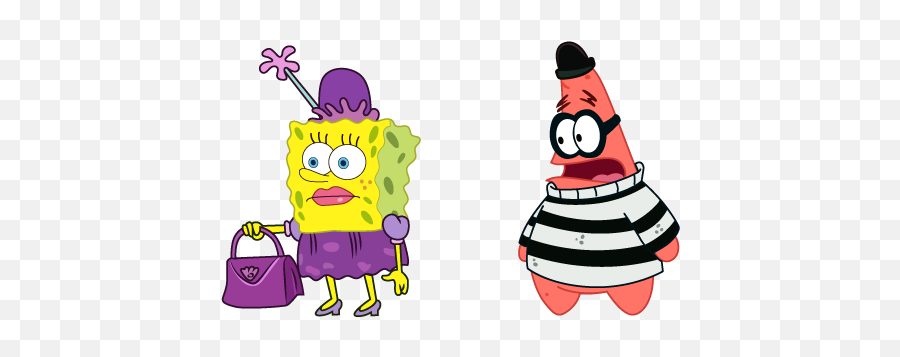 Lady Spongebob And Robber Patrick - Cartoon Png,Mocking Spongebob Png