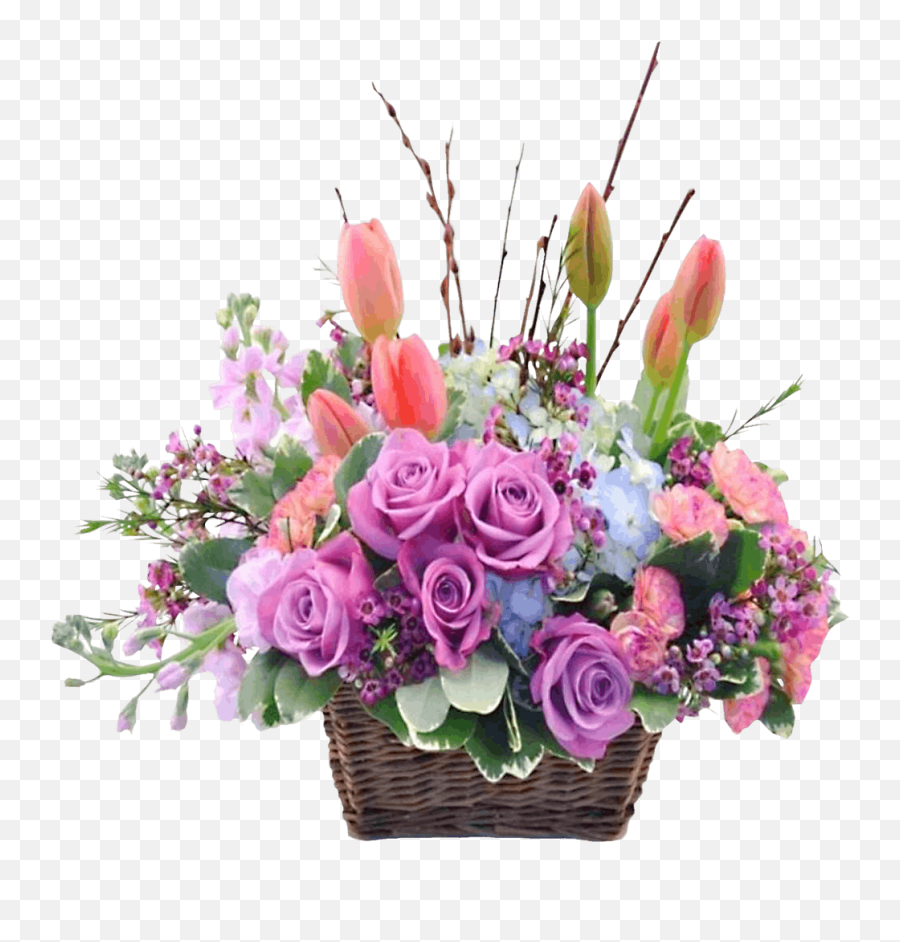 Pastel Flowers - Arrangements In Easter Baskets Hd Png Easter Flower In A Basket,Pastel Flowers Png