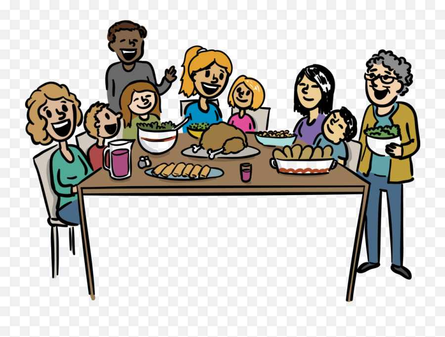 Large Size Of Thanksgiving - Big Family Dinner Cartoon Family Dinner Clipart Png,Thanksgiving Png