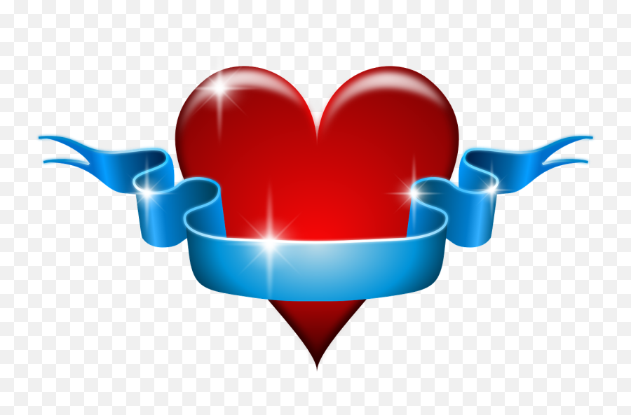 Heart Love Red - Heart And Ribbon Clipart Png,Red Blue Ribbon Logo