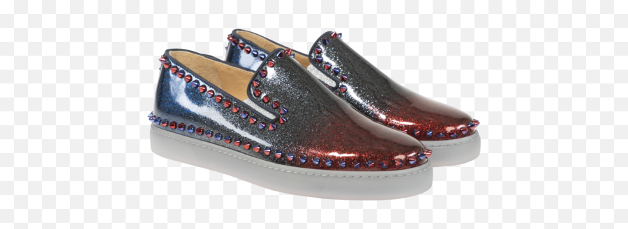 Rent Christian Louboutin Spiked Glitter Slip - On Shoes For Round Toe Png,Christian Louboutins Logo