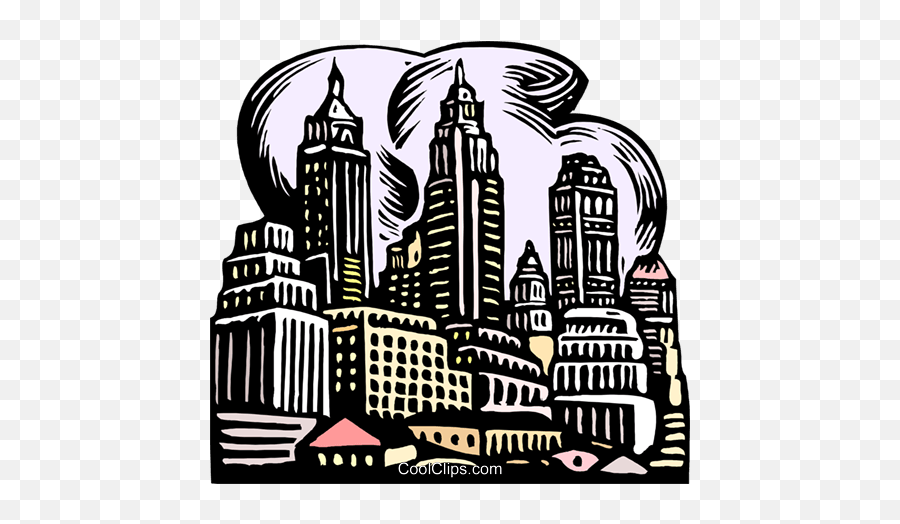 Woodcut City Scape Royalty Free Vector - Woodcut Clipart City Png,City Scape Png