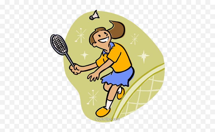 Girl Playing Badminton Royalty Free Vector Clip Art - Girl Playing Badminton Clipart Png,Badminton Png