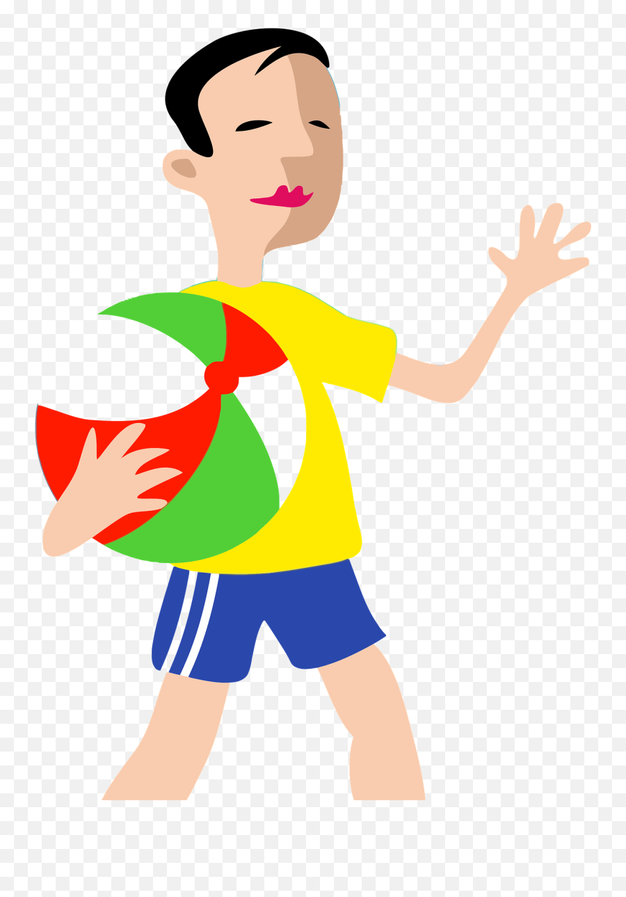 Kid With A Beach Ball Clipart Free Download Transparent - Kid Holding Beach Ball Clipart Png,Beachball Icon