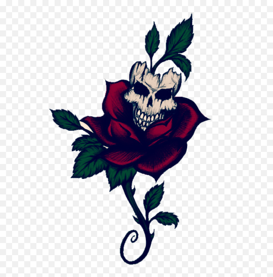 Rose Red Tattoo Skull Dead - Sticker By Marras Rose Tattoo Designs Png,Dead Rose Png