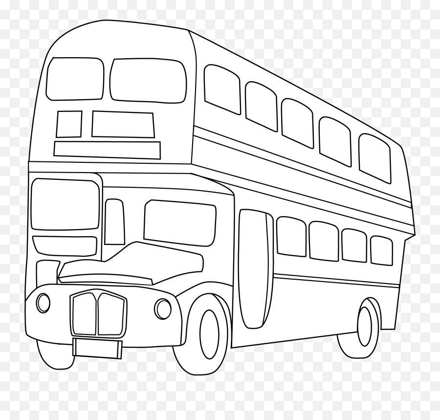 Download School Bus Black And White Double Decker - Clipart Double Decker Bus Png,School Bus Clipart Png