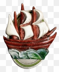 Vintage Ship Door Knocker Cast Iron Painted Doorknocker - png