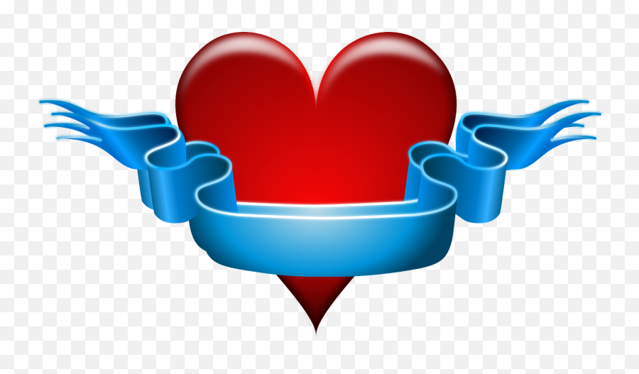 Heart Ribbon Red - Free Vector Graphic On Pixabay Red And Blue Heart Png,Blue Banner Png