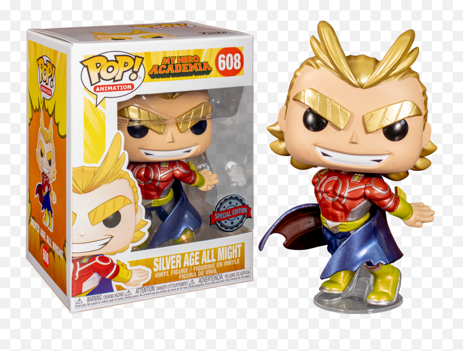 My Hero Academia Funko Pop All Might Silver Age Metallic 608 - All Might Silver Age Funko Pop Png,My Hero Academia Png