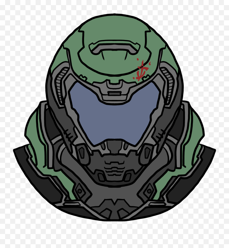 I Drew A Doomguy For My Future Sticker - Doom Eternal Helmet Drawing Png,Doomguy Png