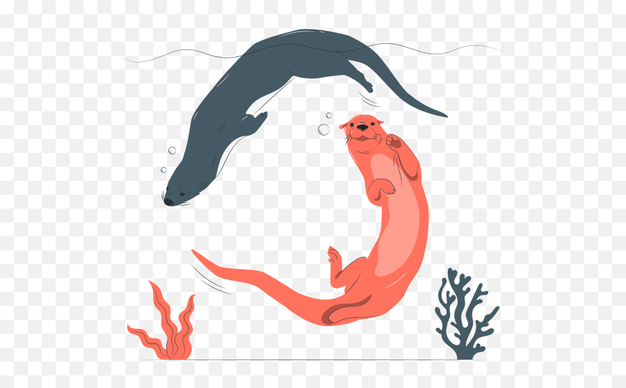 Otters Swimming Customizable Flat Illustrations Rafiki Style - Swimming Otter Illustration Png,Sea Otter Icon