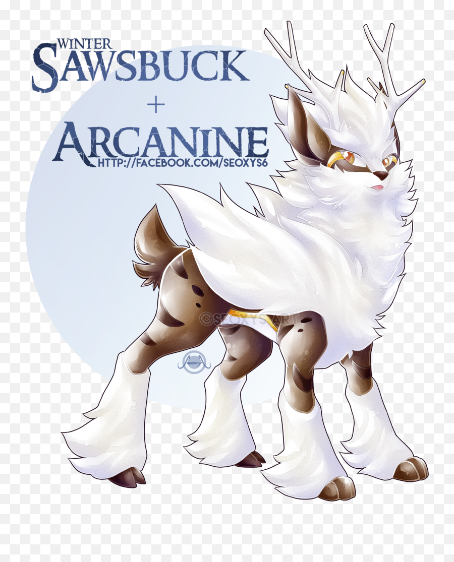 I Draw Pokémon Fusions Hereu0027s Sawsbuck Arcanine Pokemon - Winter Sawsbuck Arcanine Png,Arcanine Png