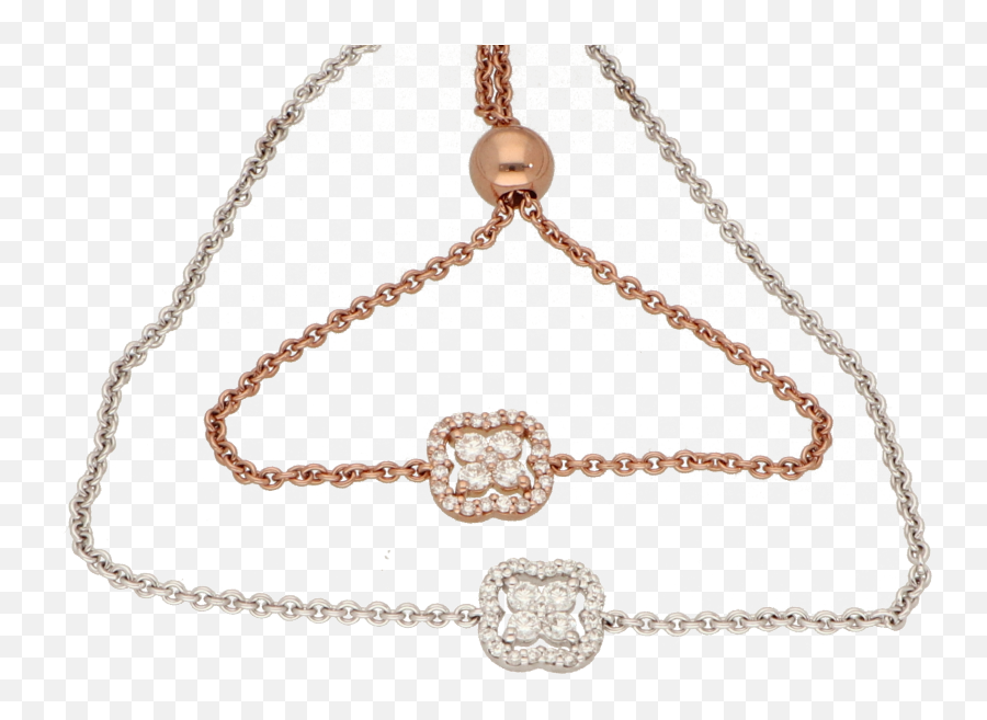 Prêt À Porter Collection White Or Pink Gold Bracelet With Diamonds - Chain Png,Diamon Png