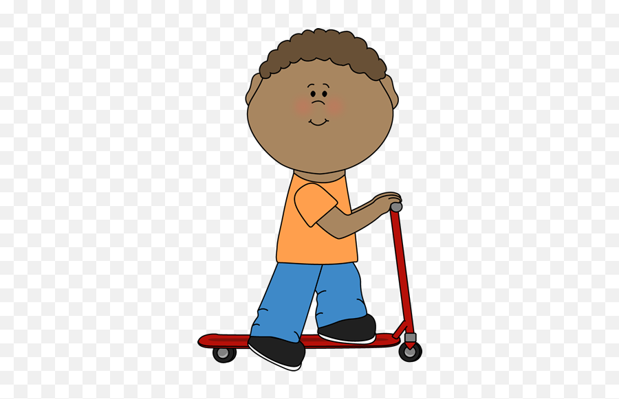 Download Hd Bag Clipart Kid - Kid Clipart Kid Riding A Scooter Clipart Png,Children Clipart Png