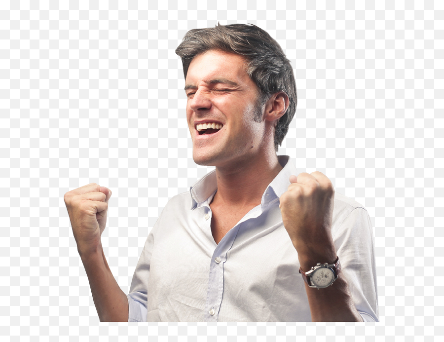 Handsome Man With Clenched Fists - Excited Person Transparent Background Png,Fists Png